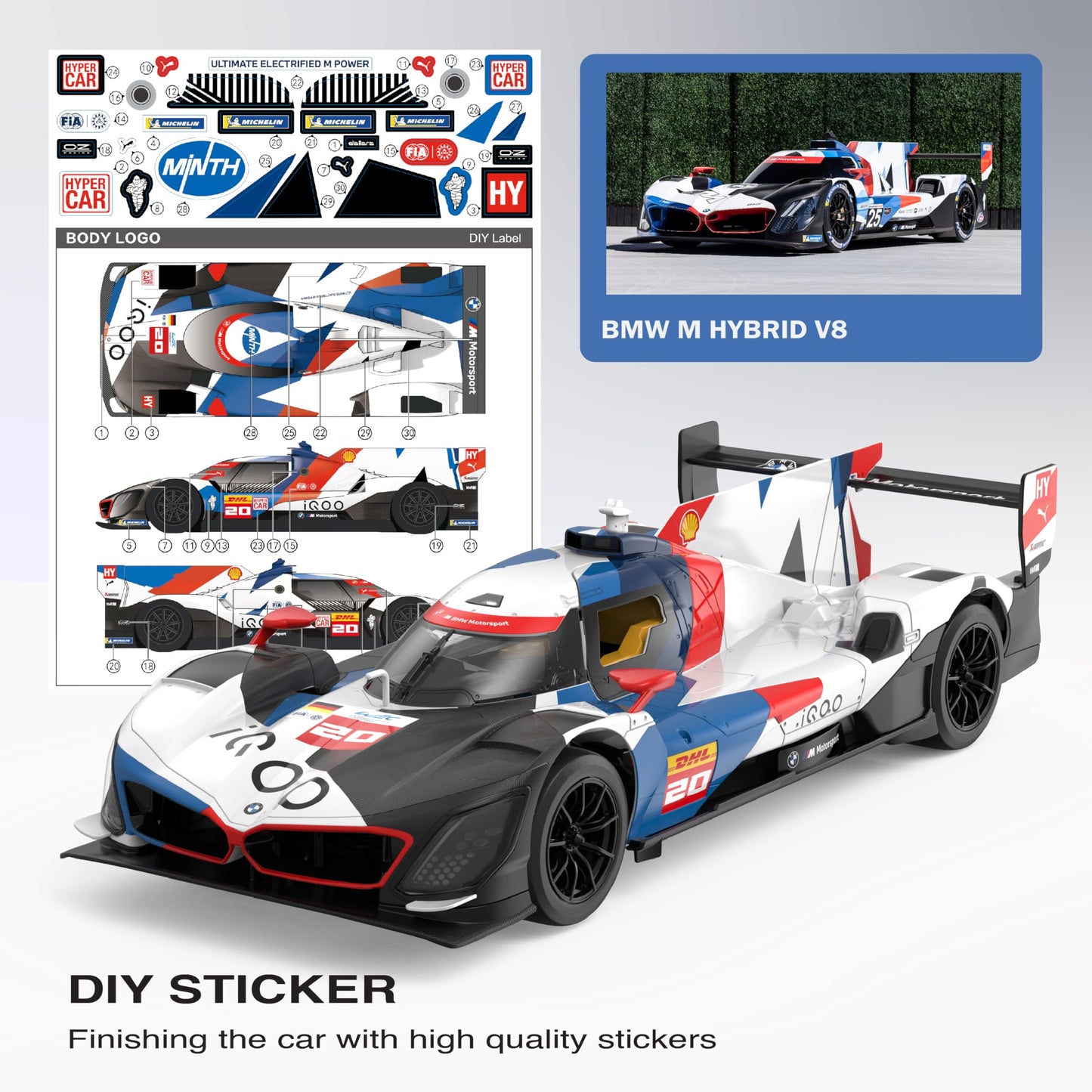 Voltz Toys 1/14 Scale Le Mans RC Car Licensed Le Mans Series Remote Control Toy Car Model for Kids and Adults with Open Doors and Lights Gift for Kids