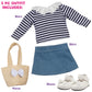 Dress Along Dolly Casual Spring Preppy Doll Outfit for 18" Dolls - Compatible w American Girl- Premium Handmade Clothes -4 Pc Set Includes Shirt