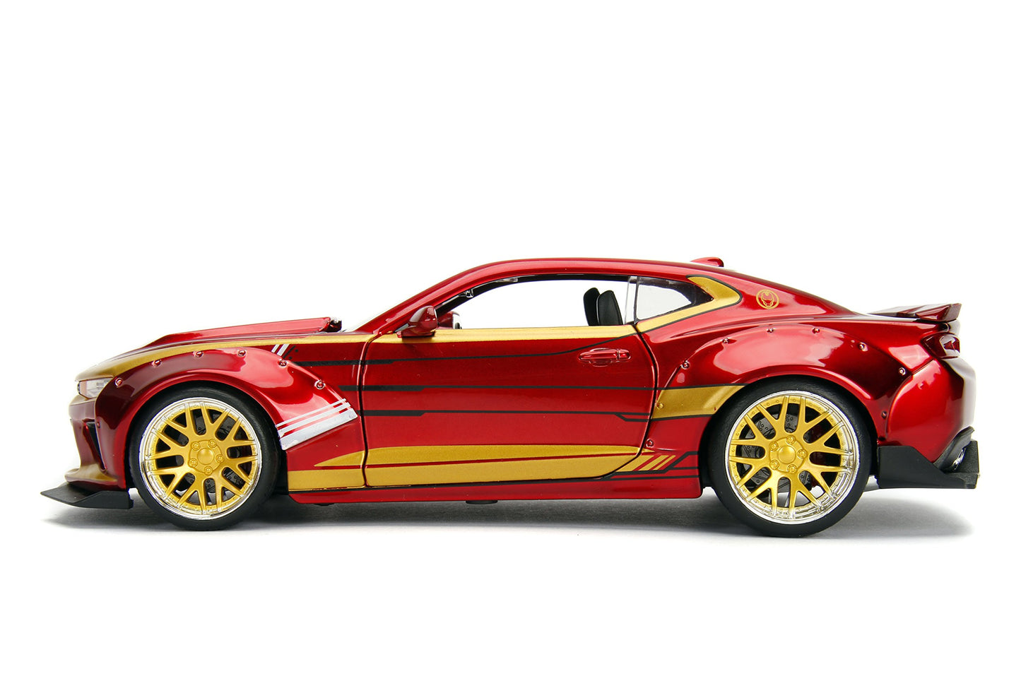 Jada Toys Marvel 1:24 2016 Chevy Camaro SS Die-cast Car with 2.75" Iron Man Figure, Toys for Kids and Adults, Red (99724)