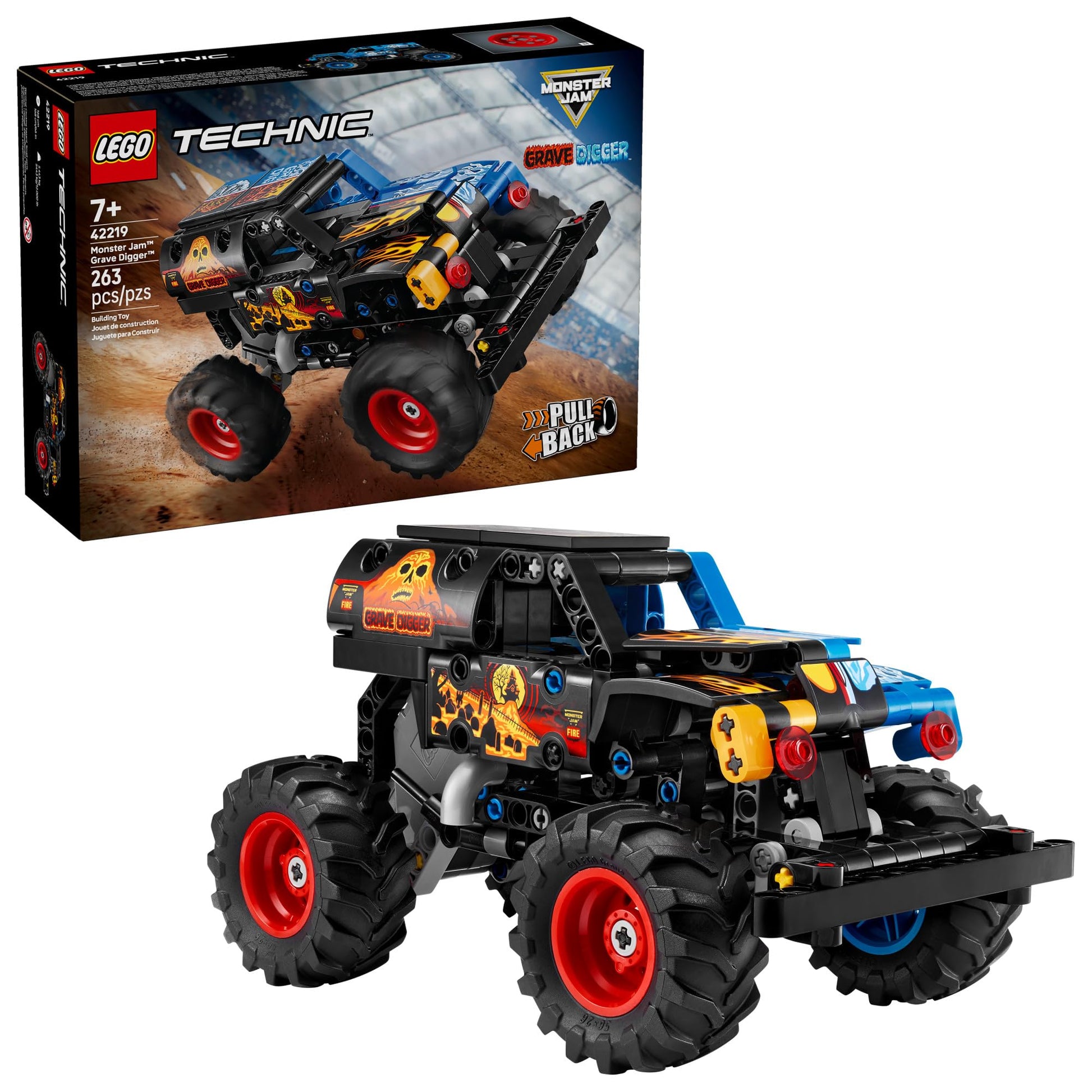 LEGO Technic Monster Jam Grave Digger Fire and Ice Building Toy for Boys & Girls - Monster Truck Toy W/Pull-Back Racing Action for Kids, Ages 7+