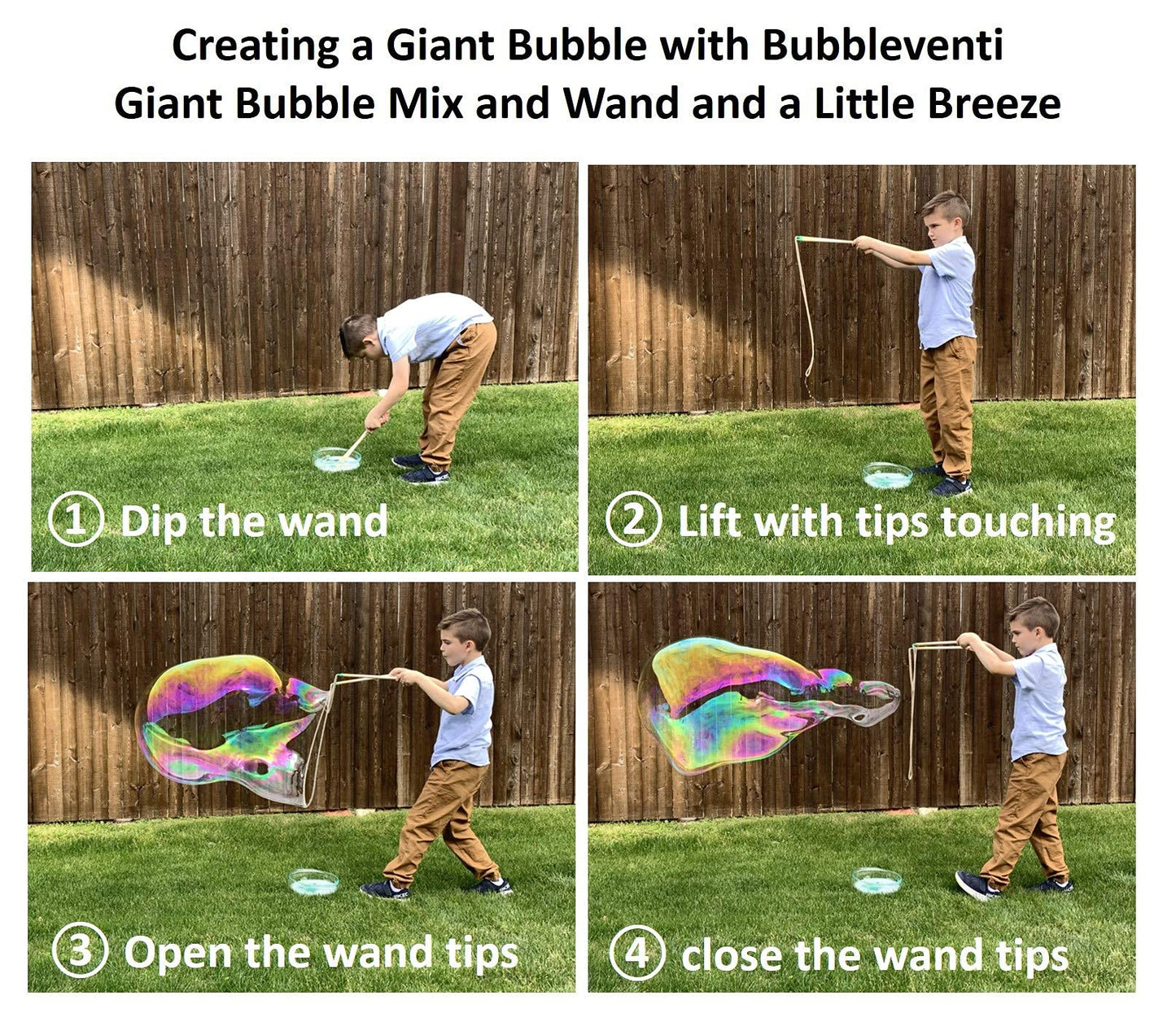 Bubbleventi Giant Bubble Wands | 3-Pack of Wooden Wands | Made in USA | Perfect for Kids | Use at Birthdays and for STEM/Family Fun