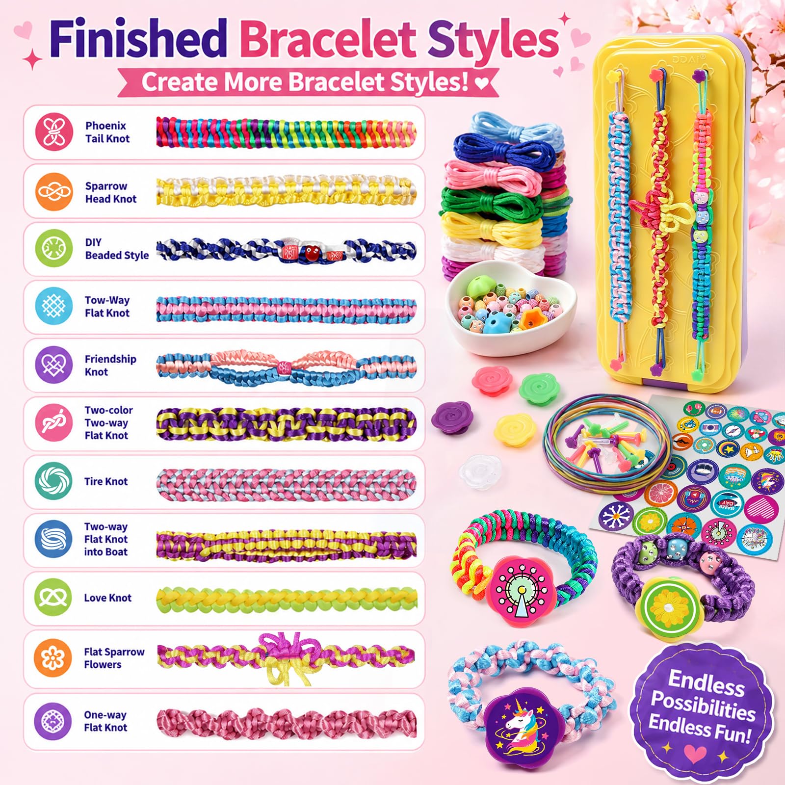 DDAI Arts and Crafts for Kids Age 8-12 Friendship Bracelet Making Kit for Girls - Best Birthday Gifts Ideas for Girl 7 9 10 11 Year Old - Popular