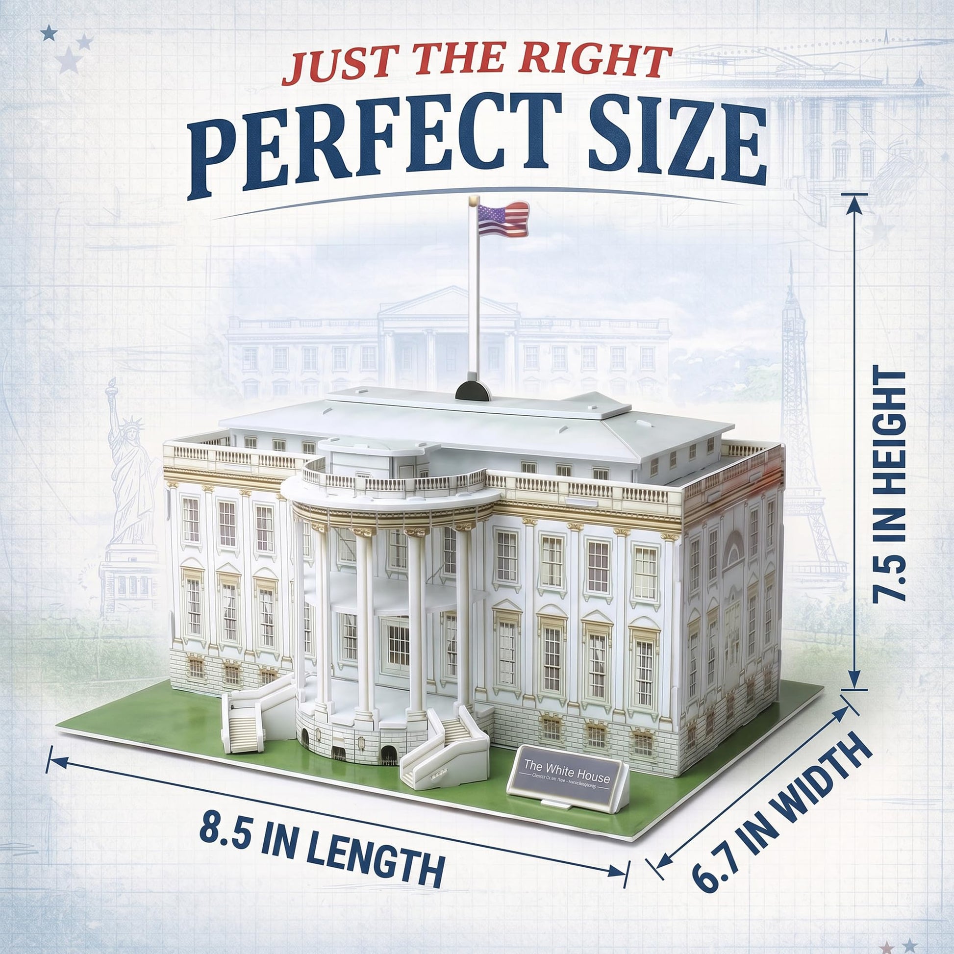 Liberty Imports The White House 3D Puzzle - Architectural Puzzles for Adults and Kids - Building Model DIY Kit, 35 Pieces