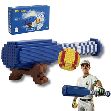 Softball 3D Building Block Set - Ball and bat- Educational Toy - Perfect for Ages 14 15 16 Years and Above - Challenging, Creative Fun