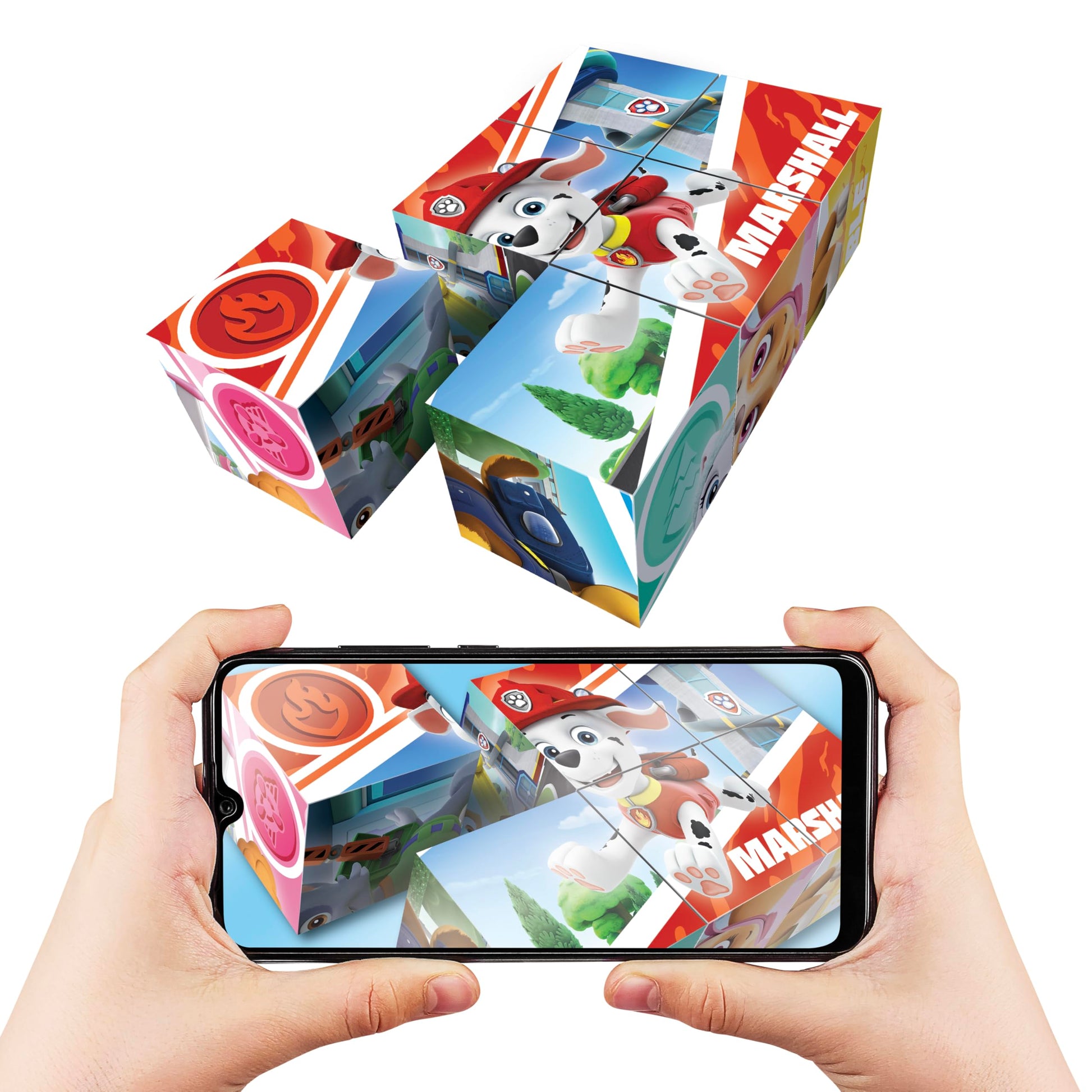 Abacus Brands Holotoyz Paw Patrol AR Puzzle Cubez - Magic Augmented Reality Hologram Puzzles Come to Life with Smart Phone - 4D Learning Play for Kids
