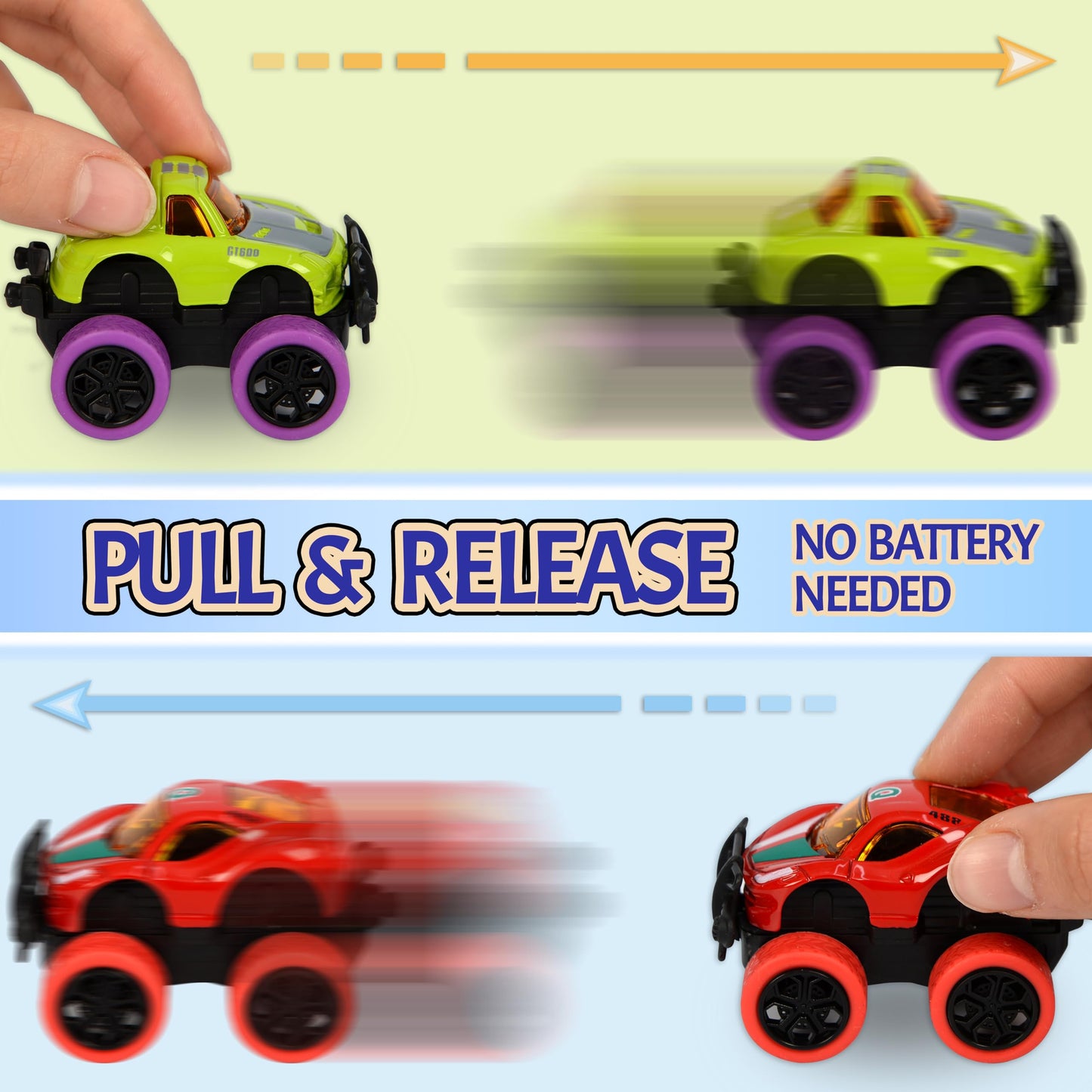 Neureyte 16 Pack Die-cast Mini Monster Truck for Boys and Girls,Pull Back Alloy Trucks Toy,Mini Pull Back Cars,Die-cast Race Cars for Kids Party