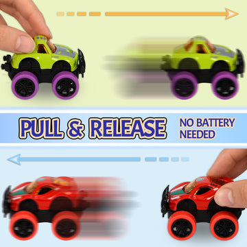 Neureyte 16 Pack Die-cast Mini Monster Truck for Boys and Girls,Pull Back Alloy Trucks Toy,Mini Pull Back Cars,Die-cast Race Cars for Kids Party
