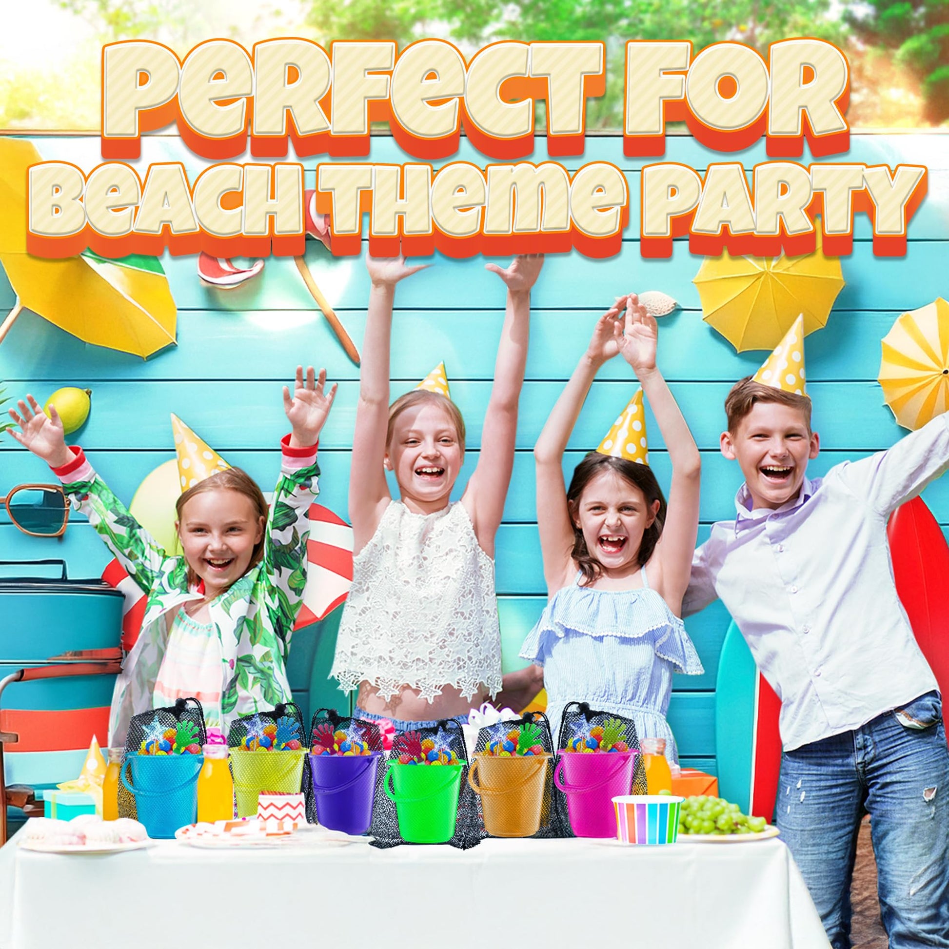 Mini Beach Buckets & Shovels (12-Pack) 4.5-Inch Sand Toy Set