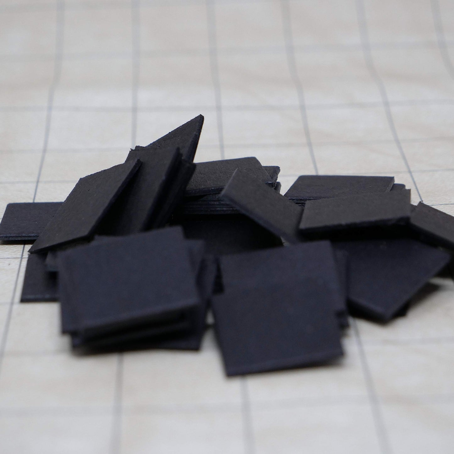 Hedral Value Pack of 48 - Blank Black 1" Uncoated Chipboard Square Board Game Tiles Counters Markers Chits DIY D&D