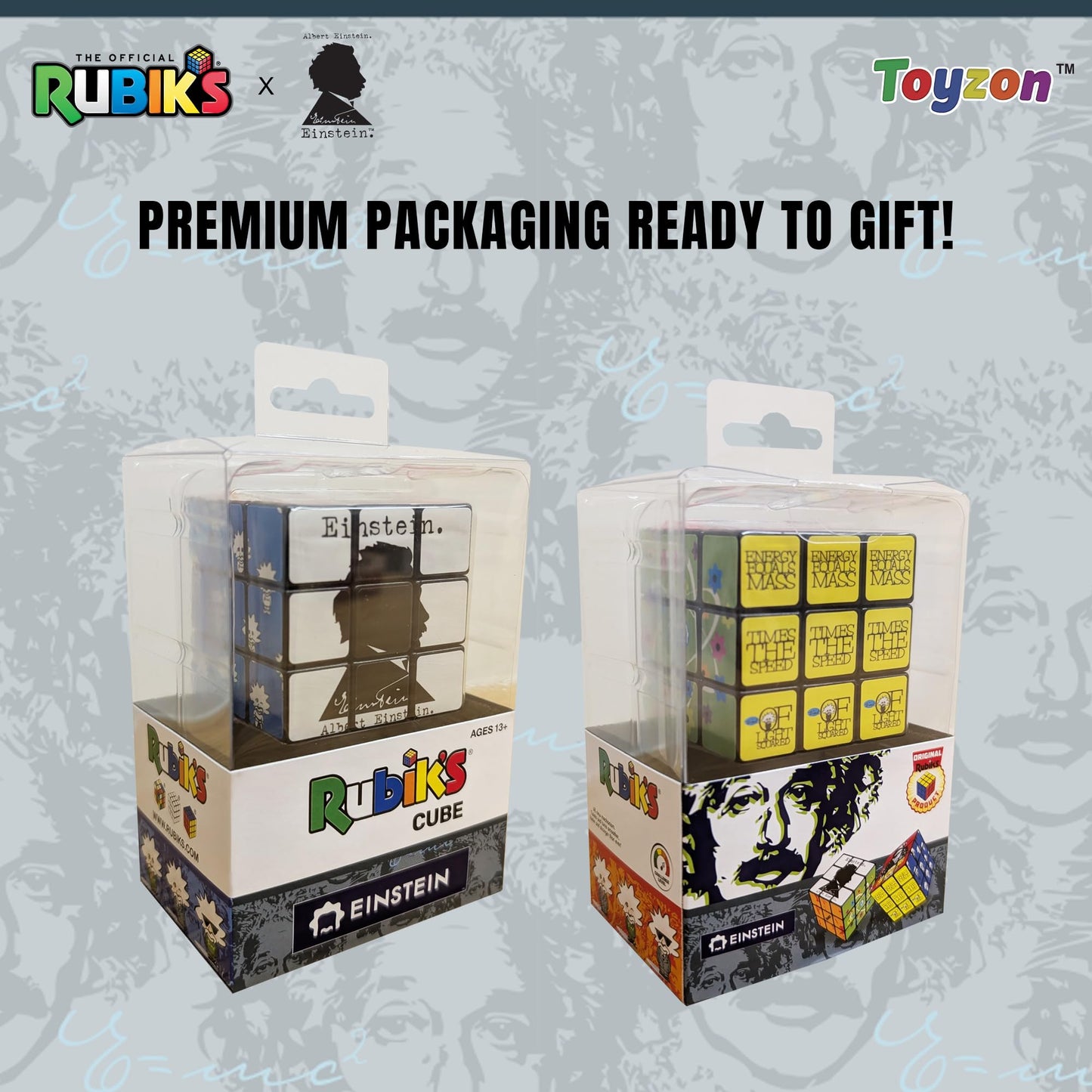 Toyzon Compatible with Rubik’s Cube- Albert Einstein Themed Rubik's Cube 3x3 Rubiks Cube Speed Cube 3x3- Educational Speed Puzzle Cube Featuring