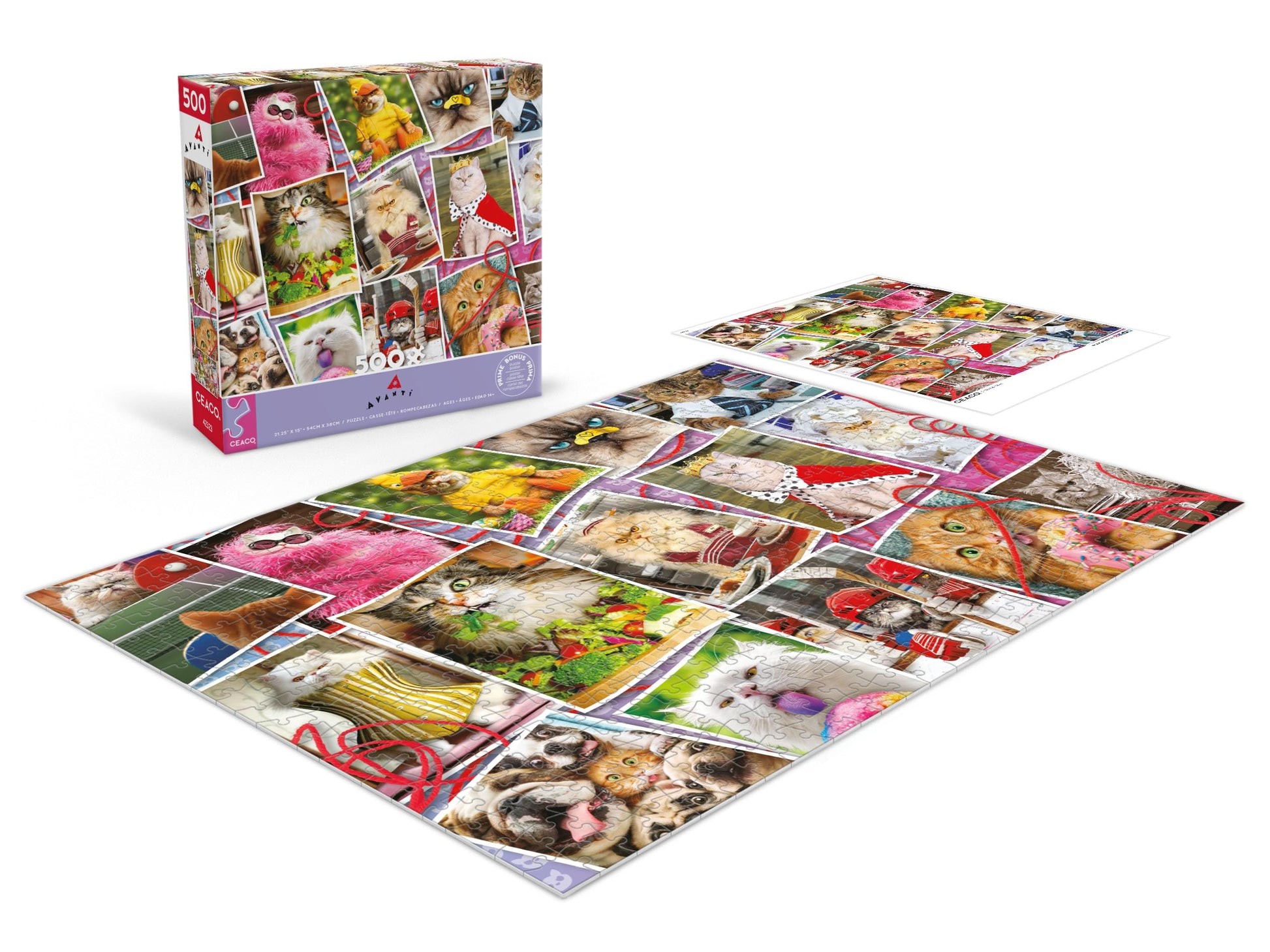 Ceaco - Cranky Kitties Collage - 500 Piece Jigsaw Puzzle for Adults