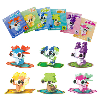 PLUS PLUS Playful Pet Packets - 3D Animals Building Block Set, 6 Pack