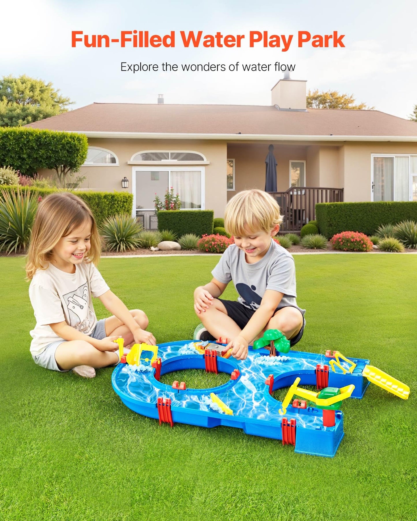 VEVOR Water Table for Toddlers, Kids Activity Play Waterway, Outdoor Summer Water Park Playset with 39PCS Accessories for Backyard Lawn Beach