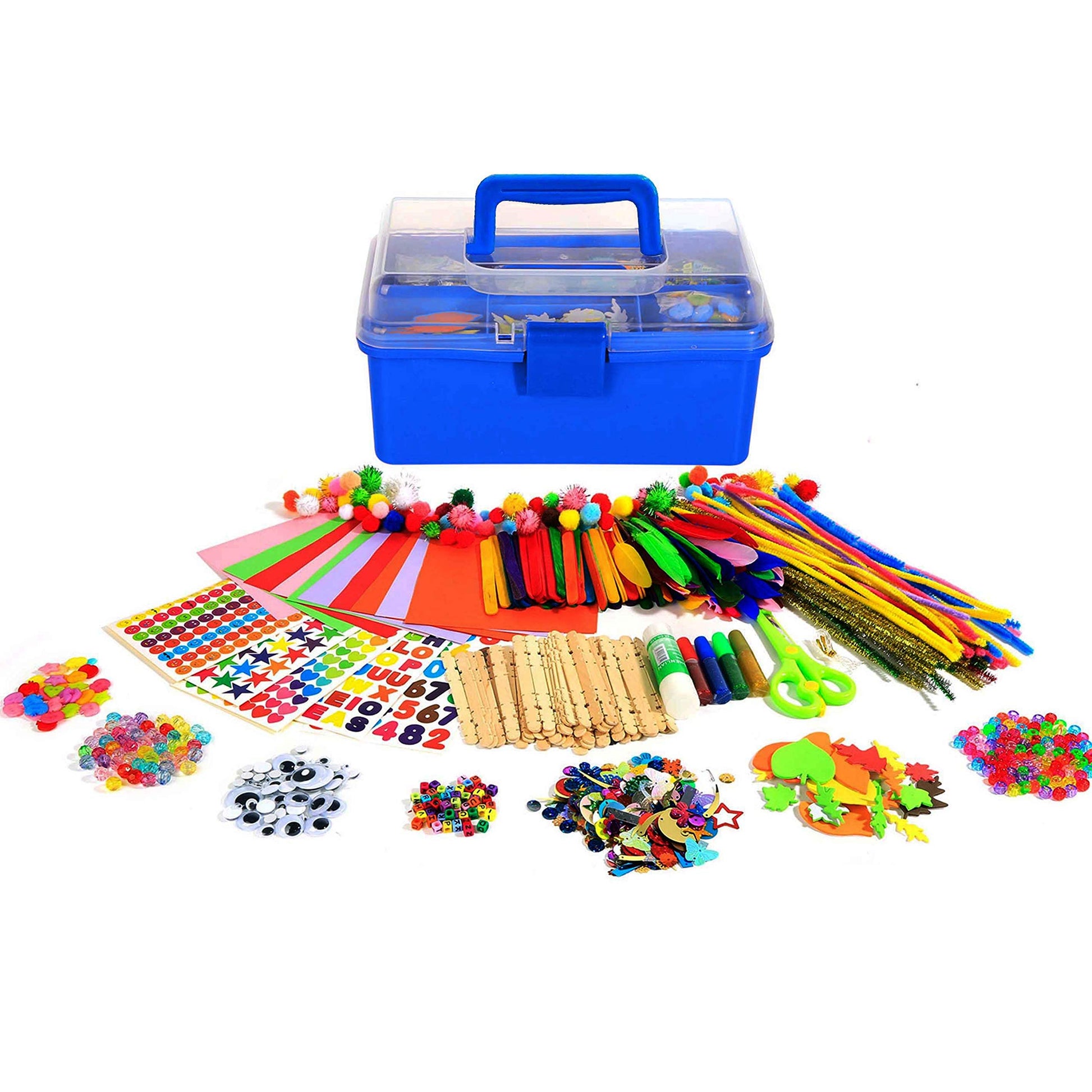 YITOHOP Arts and Crafts Supplies for Kids -1000+ pcs Art Craft kit in Carrying Travel Box for Toddlers Ages 4+ DIY Crafting School Kindergarten