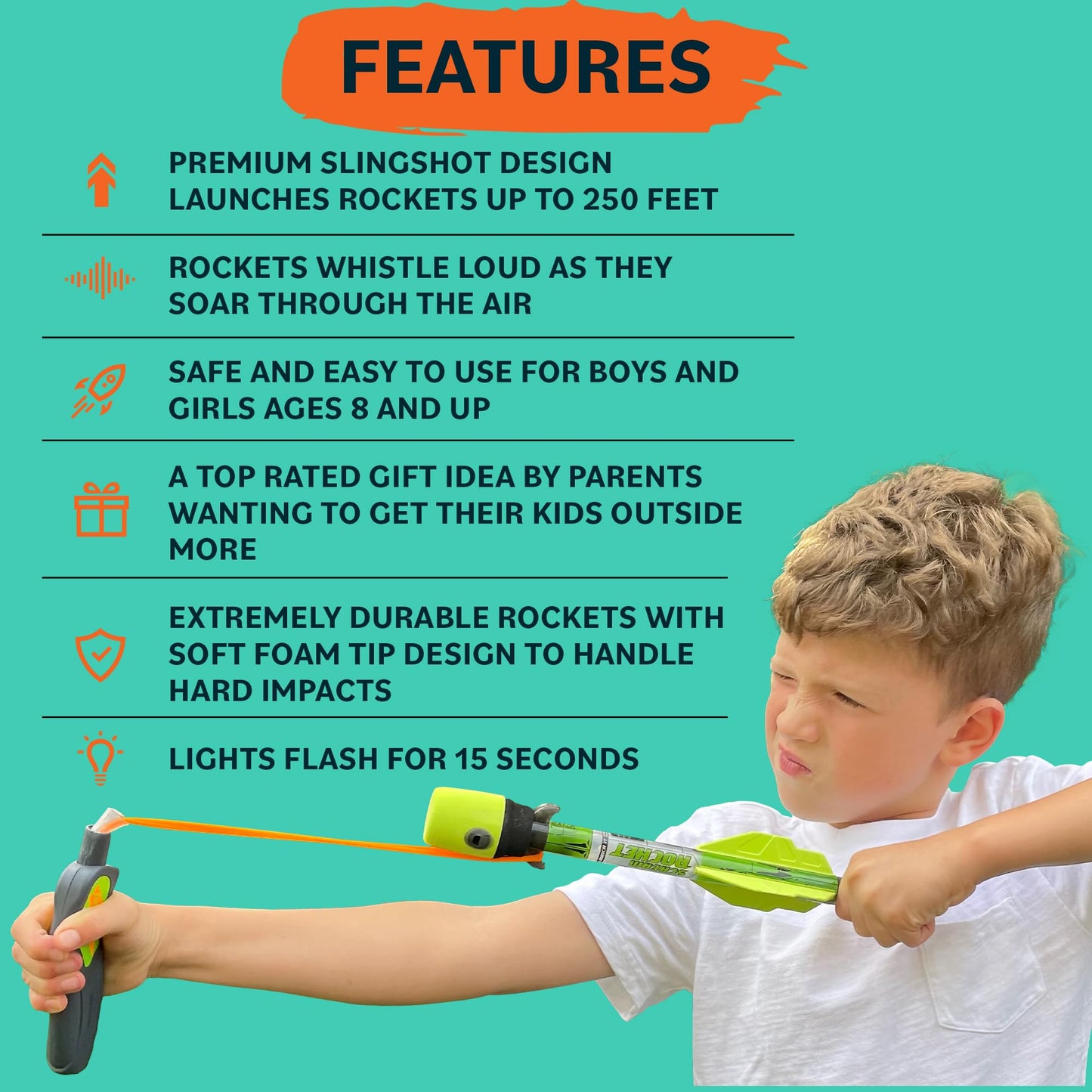 Light Up Foam Rocket Toys for Kids: Best LED Rocket Launcher Slingshot Lights Up & Makes Noise! Boys & Girls Outdoor Toys Party Favors Summer Birthday