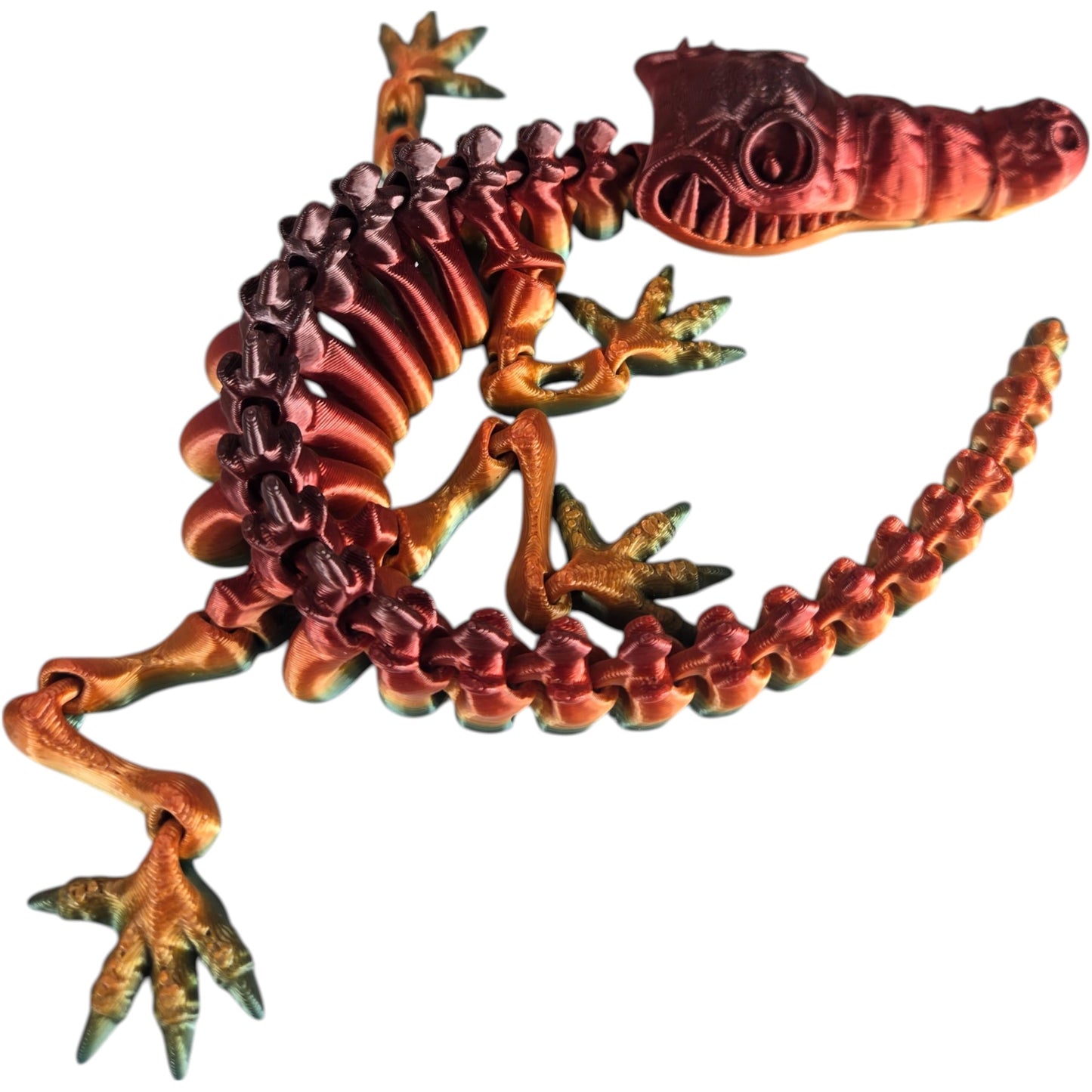 Articulated Skeleton Crocodile Figurine - Striking Gothic Desk Decor for Shelf Display or Unique Gift - 3D Printed in Canada