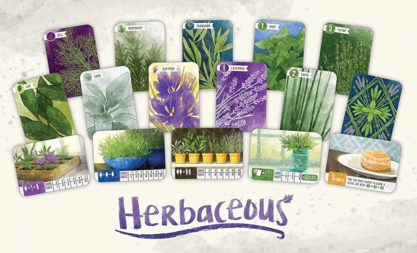 Pencil First Games Herbaceous Card Game - A Flavorful Set Collection Game of Garden Herbs and Containers by Pencil First Games for 1-4 Players