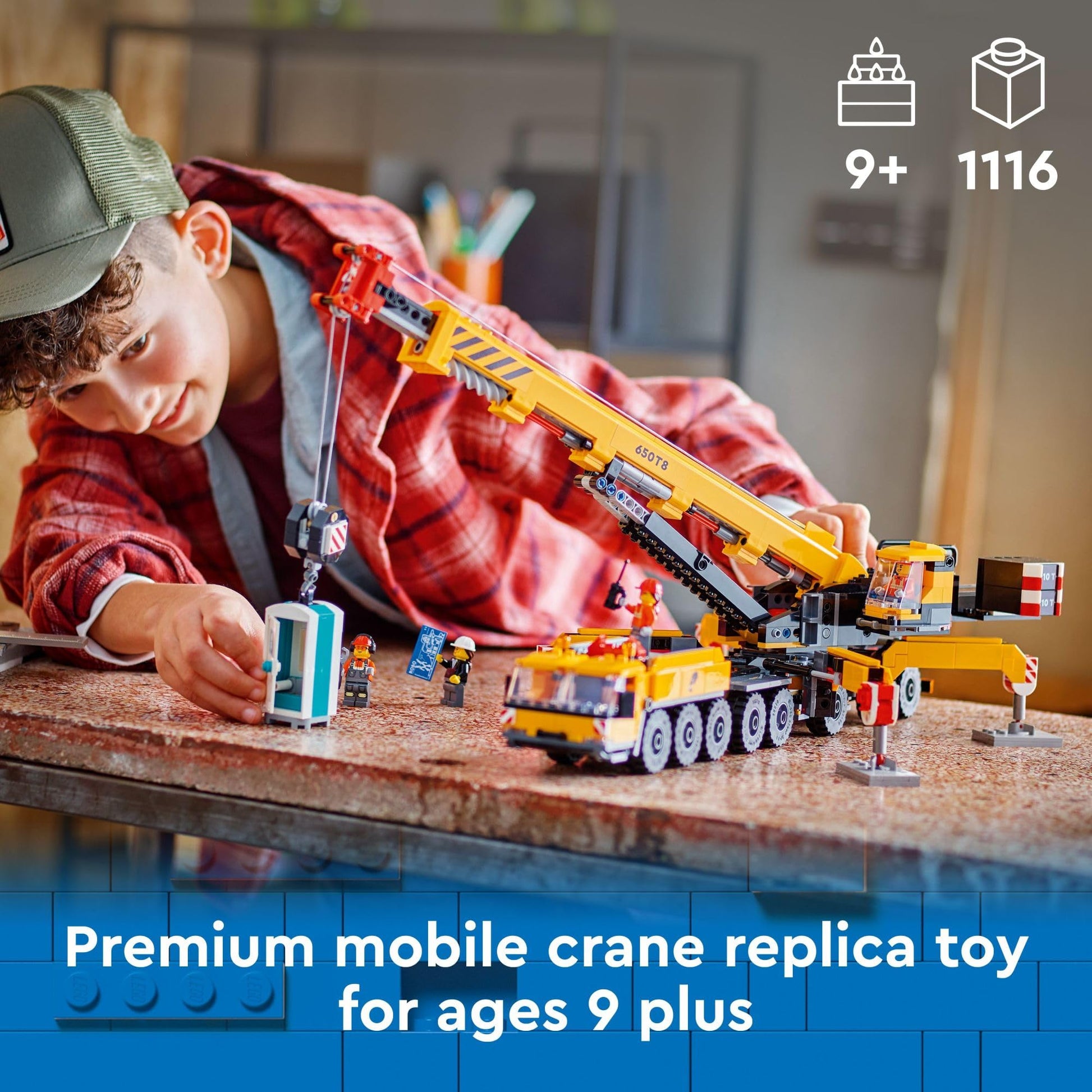 LEGO City Yellow Mobile Construction Crane Building Toy - Construction Toys for Boys & Girls, Ages 9+ Years - Gifts for Christmas - Pretend Play Set