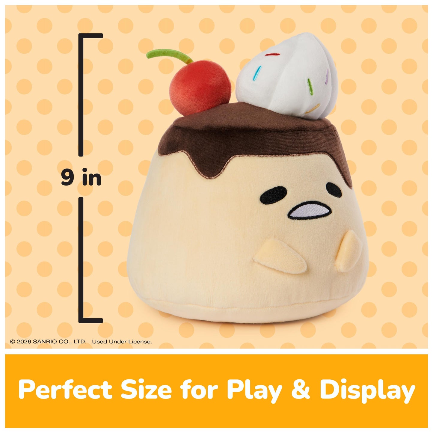 GUND Sanrio Flan Gudetama 9-Inch Egg Dessert Plush Toy; Ages 1+