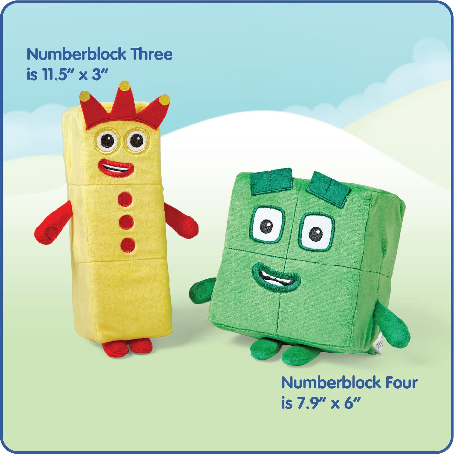 hand2mind Numberblocks Three & Four Playful Pals, Plush Figure Toys, Numbers for Toddlers, Preschool Math Learning Toys, Stuffed Animal Plushies