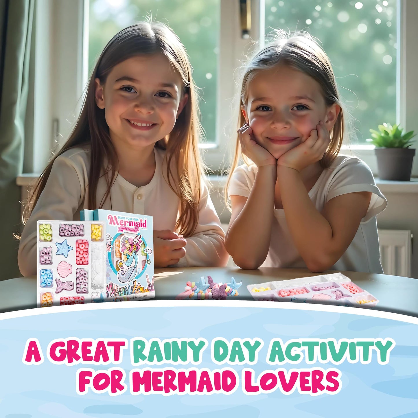 4YoreElves Mermaid Candy Bracelet Kit, Make Your Own Edible Jewelry - Single Individually Wrapped Kit, DIY Mermaid Party Favor & Birthday Gift