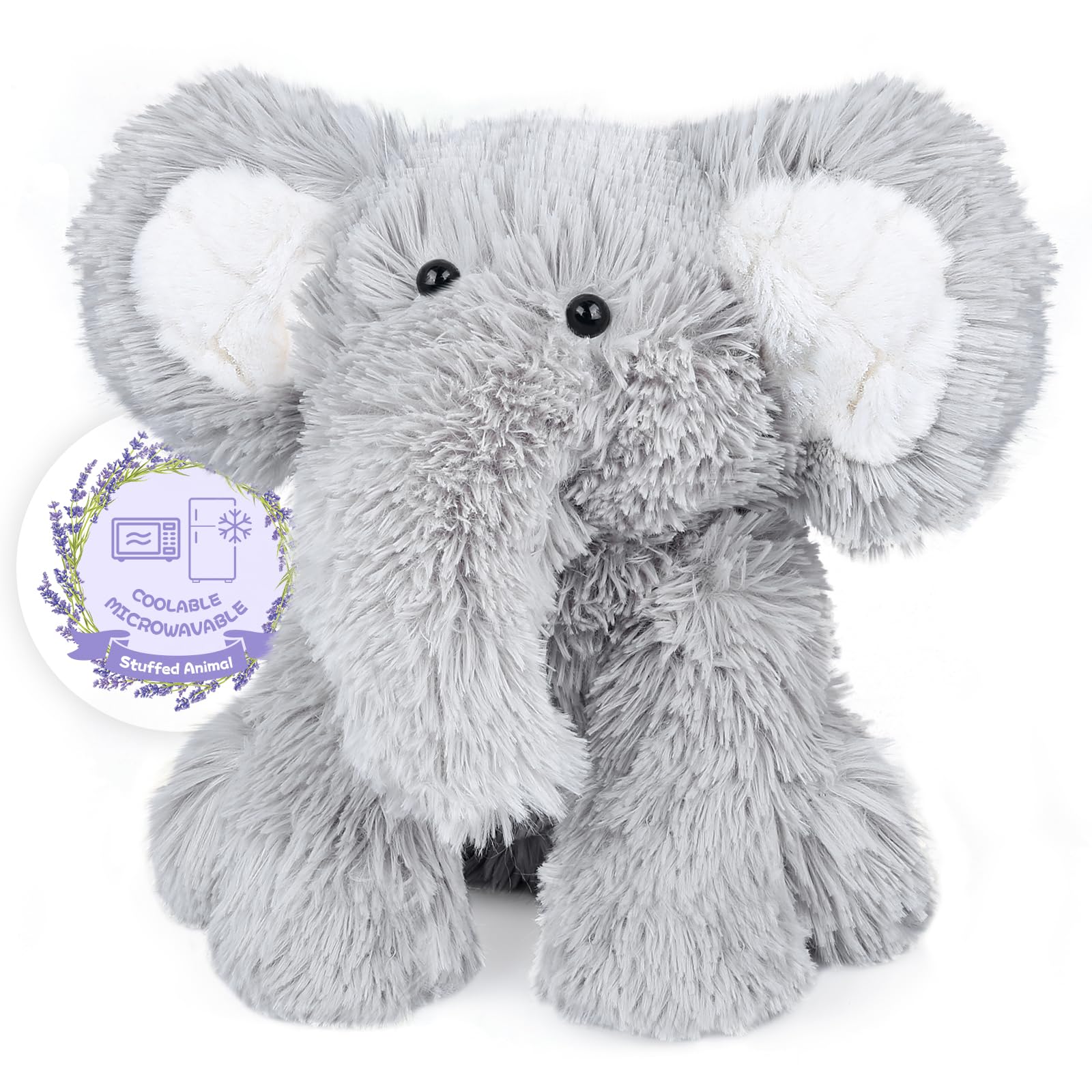 SuzziPals Warming Elephant Stuffed Animals, Microwavable Stuffed Animal Heating Pads for Cramps, Pain & Stress Relief, Heatable & Coolable Stuffed