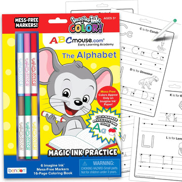 Bendon ABCMouse Alphabet Workbook for Toddlers, Kids - ABC Mouse Letters Mess Free Learning Activity Book Pre K Ages 3 4 5 6 3-5 4-6 | ABC Mouse