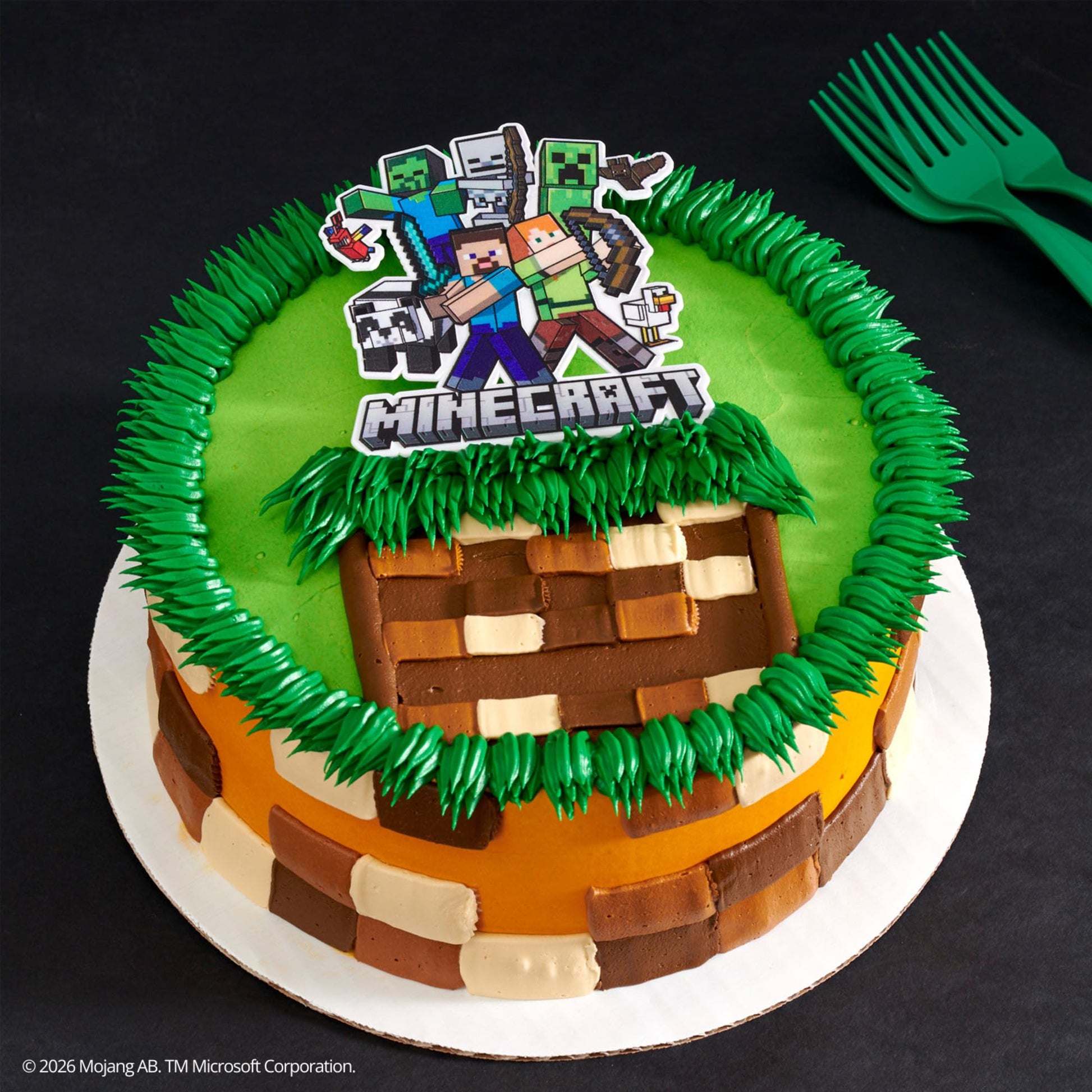 Minecraft Cake Topper, Birthday Cake Decoration Featuring Steve, Alex, Creeper, & More! Food Safe, Ready To Use - 1 Piece