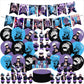 Anime Theme Birthday Banner, Cake Topper, Latex Balloons, Purple