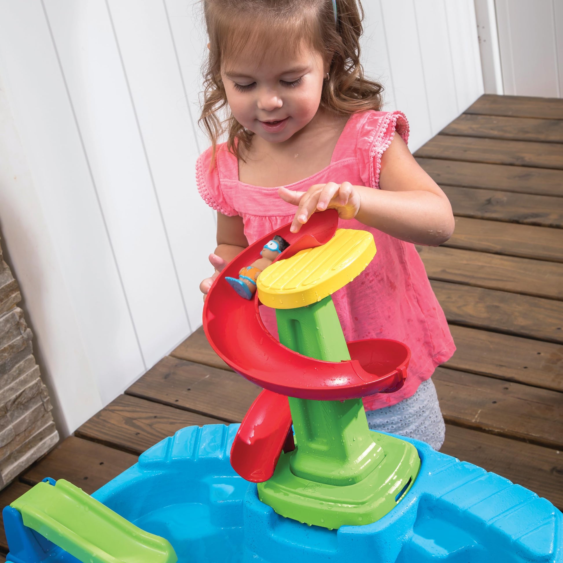 Step2 Fiesta Cruise Sand & Water Table with Umbrella, Kids Activity Sensory Playset, Summer Outdoor Toys, 10 Piece Water Toy Accessories, for Toddlers