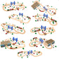 Wooden Train Set Deluxe 52 Pcs with Storage Gift Box Tunnel 9 Layouts Magnetic Trains STEM Montessori Toys Playset for Grandkids Toddler Boys Girls