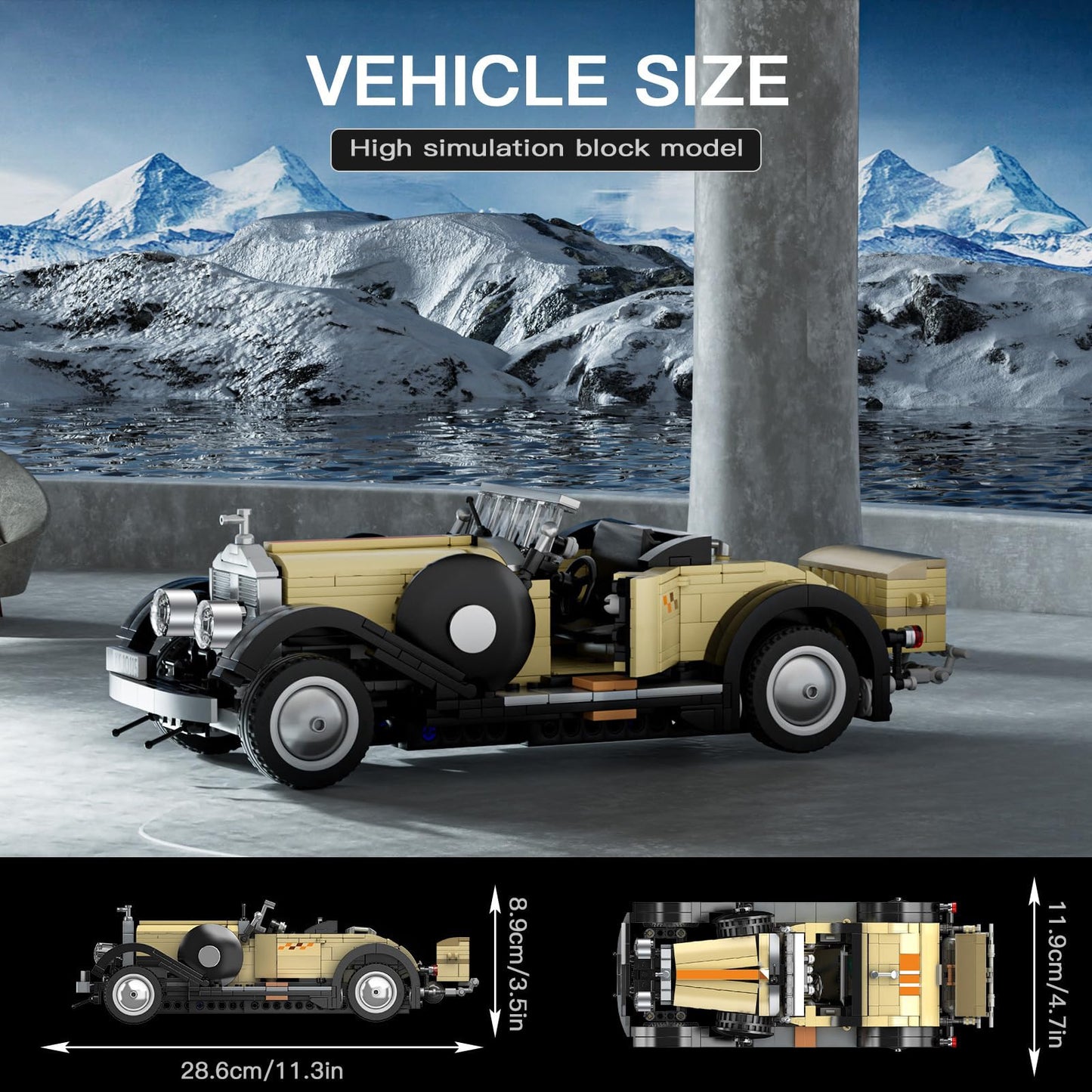 Mould King Vintage Car Building Set, 897 Pcs Classic Antique Vehicle