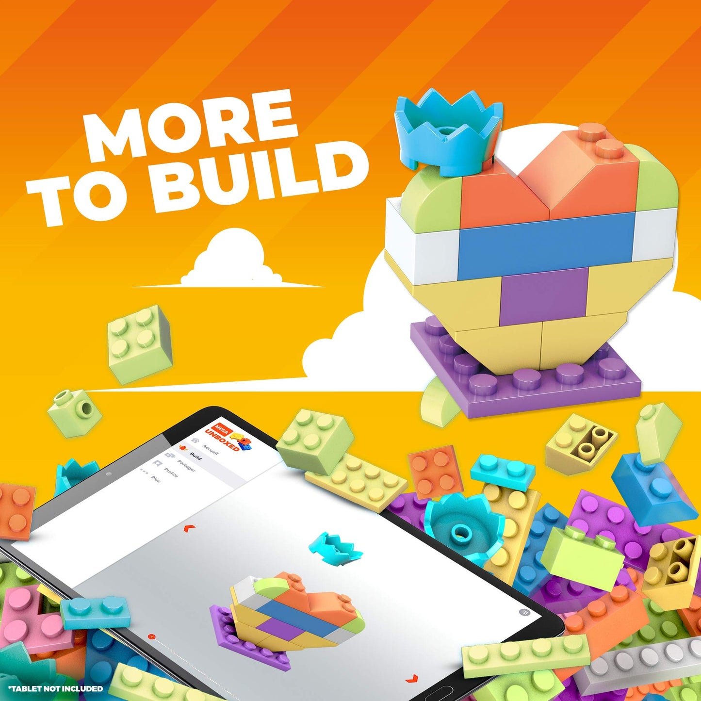 MEGA Construx Kids Blocks Toy Set, Open-Ended Building Bricks Tube with 140 Pieces in Pastel Colors, Ages 4+ Years