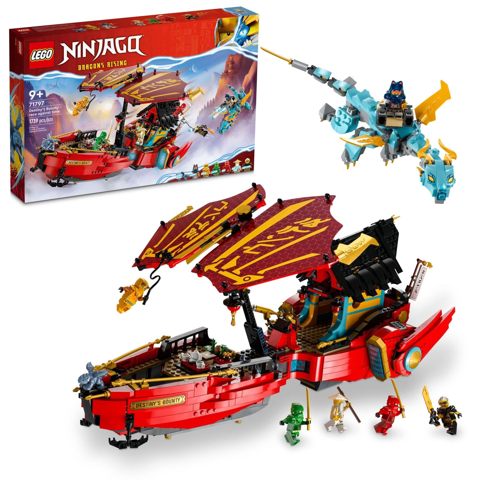 LEGO NINJAGO Destiny’s Bounty - Race Against Time 71797 Building Toy Features a Ninja Airship, 2 Dragons and 6 Minifigures, Gift for Boys and Girls
