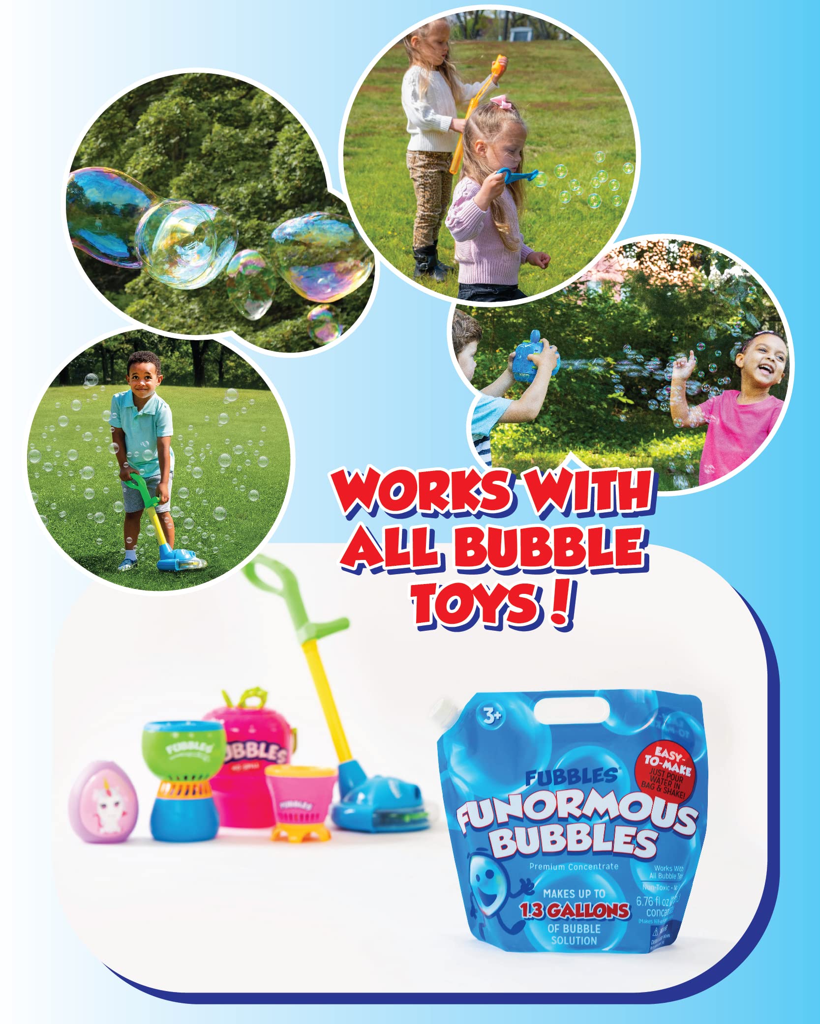 Little Kids Bubbles by Fubbles| Bubble Solution Refill | 169oz Non Toxic Bubble Solution | Bubble Concentrated for Bubble Machine, Bubble Juice