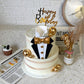 Suit Cake Topper Boss Cake Decorations with Golden Balls for Birthday Father Theme Decoration