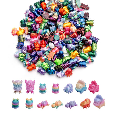 pkaoakyo 150Pcs 3D Printed Miniature Animals - Owl, Frog, Rhinoceros, Spider, Turtle - 2cm Figurines with Gradient Colors, Safe & Eco-Friendly