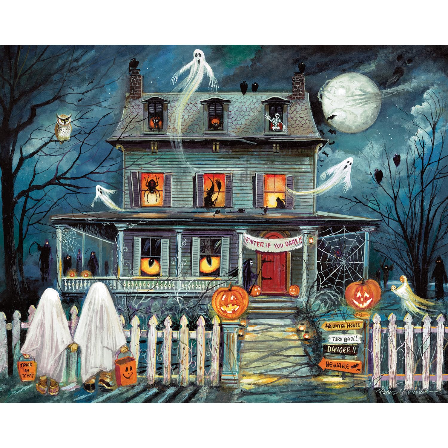 Bits and Pieces 4 Jigsaw Puzzle Set 500 Piece Puzzles for Adults, 4-in-1 Halloween Puzzles Set - Large 16" x 20" Jigsaw Puzzles 500 Pieces - Haunted