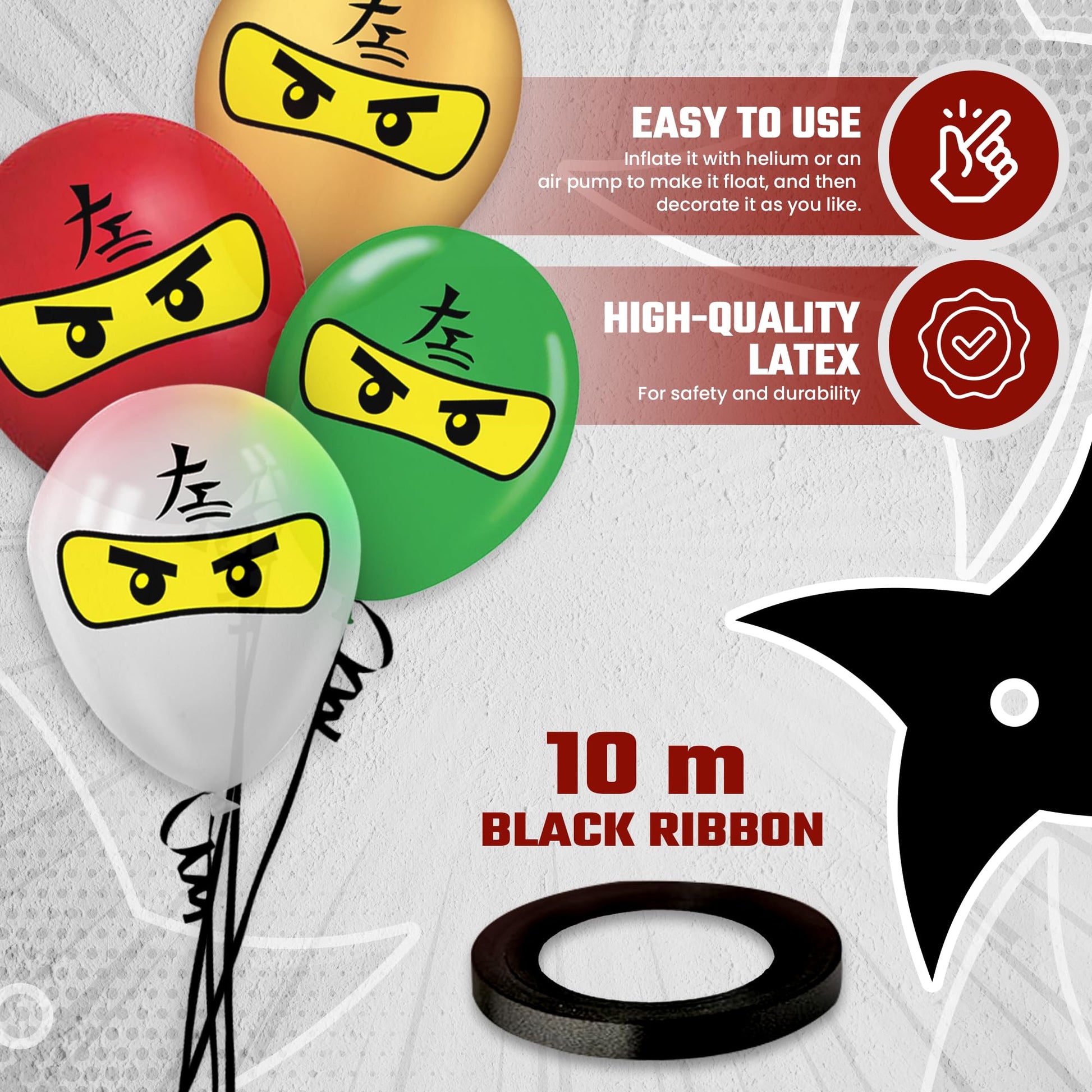 Ninja Superhero 12" Birthday Balloons 30 Pcs Party Decorations Set for Kids