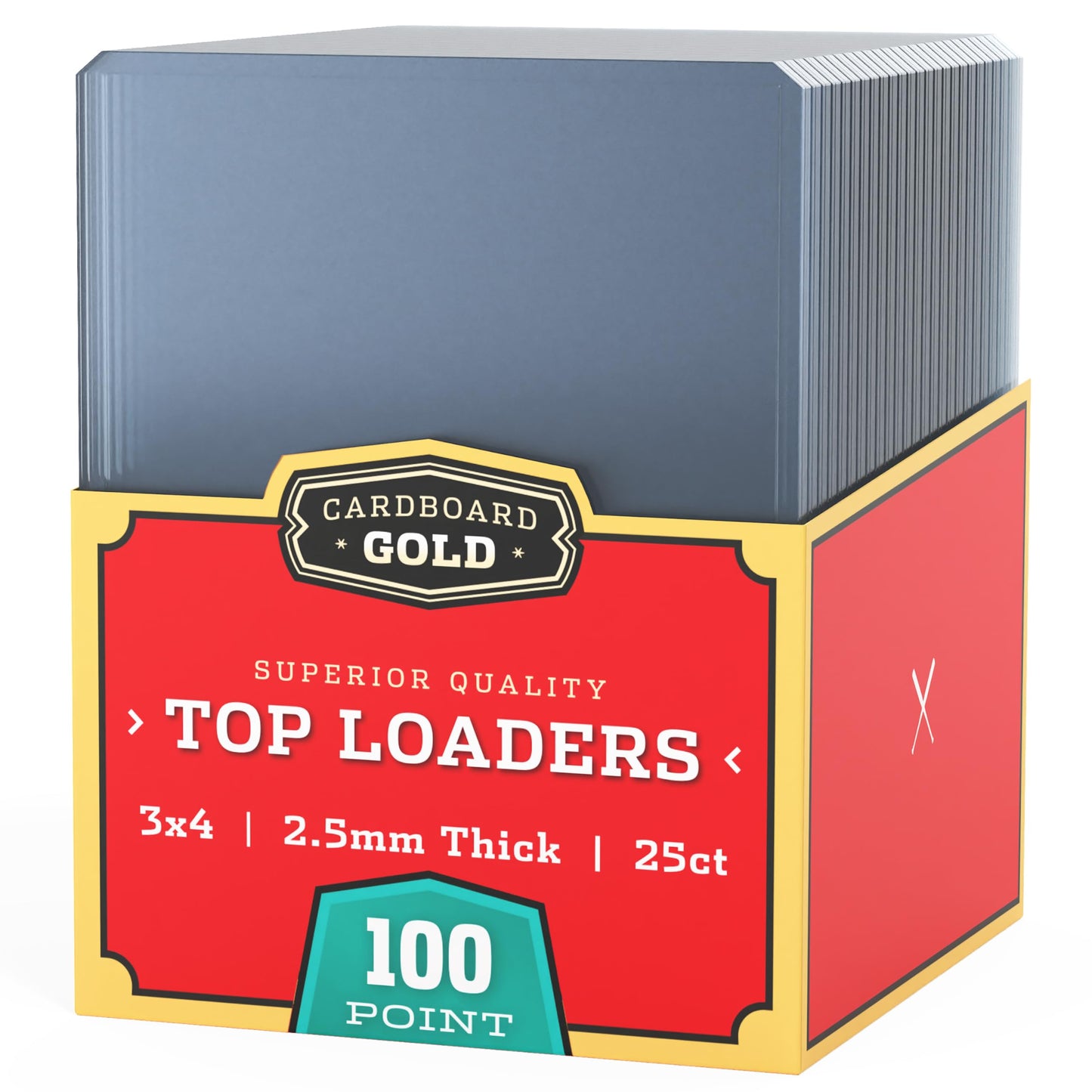 Cardboard Gold - 100pt Top Loaders for Cards - 25 Count - Premium 3x4 Inch Trading Card Toploaders - Protect Your Baseball and Sports Cards with These