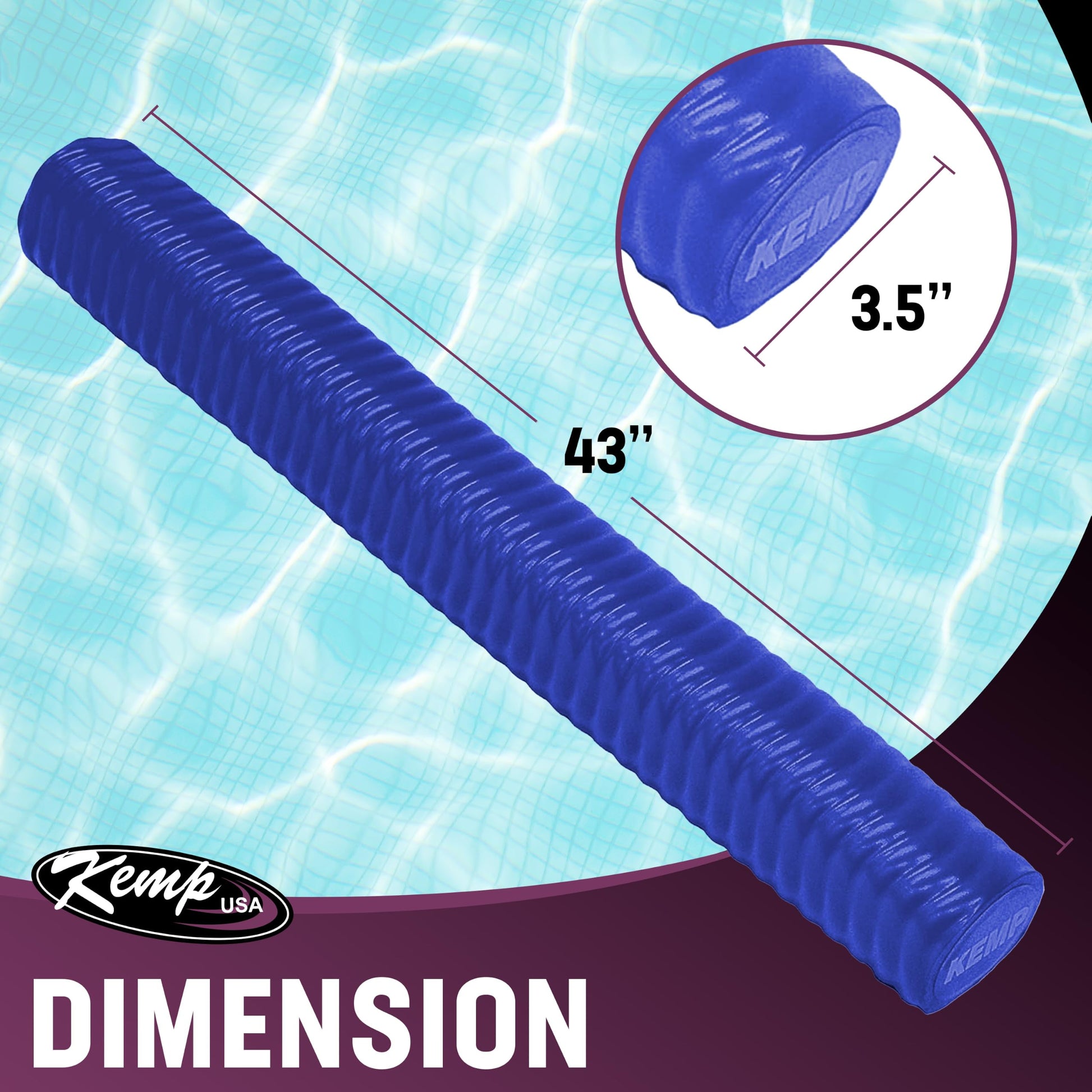 Kemp USA Pool Noodle 3.5 ft Foam Float Ribbed UV-Resistant Swim Noodle