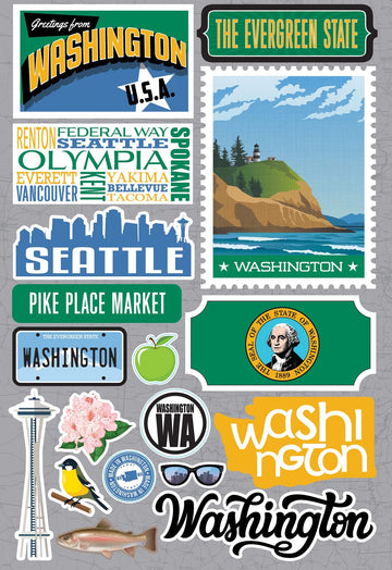 Reminisce Jet Setters 3.0 State Dimensional Stickers - Washington