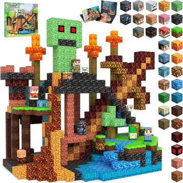 SSAWER Magnetic Blocks Toys for Kids, 100 PCS Building Blocks Cubes, Stacking Magnetic Tiles Toys for Kids Toddlers Boys Girls Ages 3 4 5 6 7 8-12