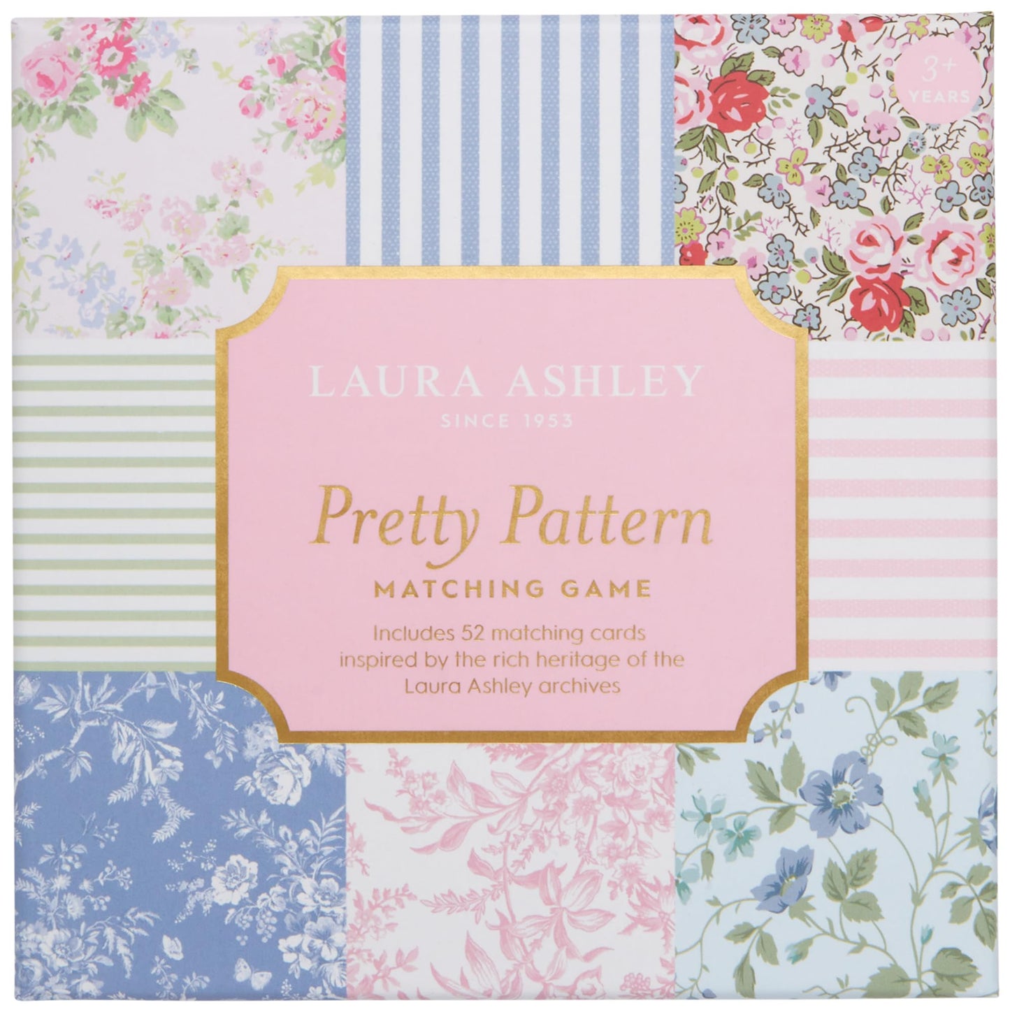 Laura Ashley Pretty Pattern Matching Game - 52 Floral Memory Cards in Decorative Gift Box - Classic Matching Game - Cognitive Brain Training & Family
