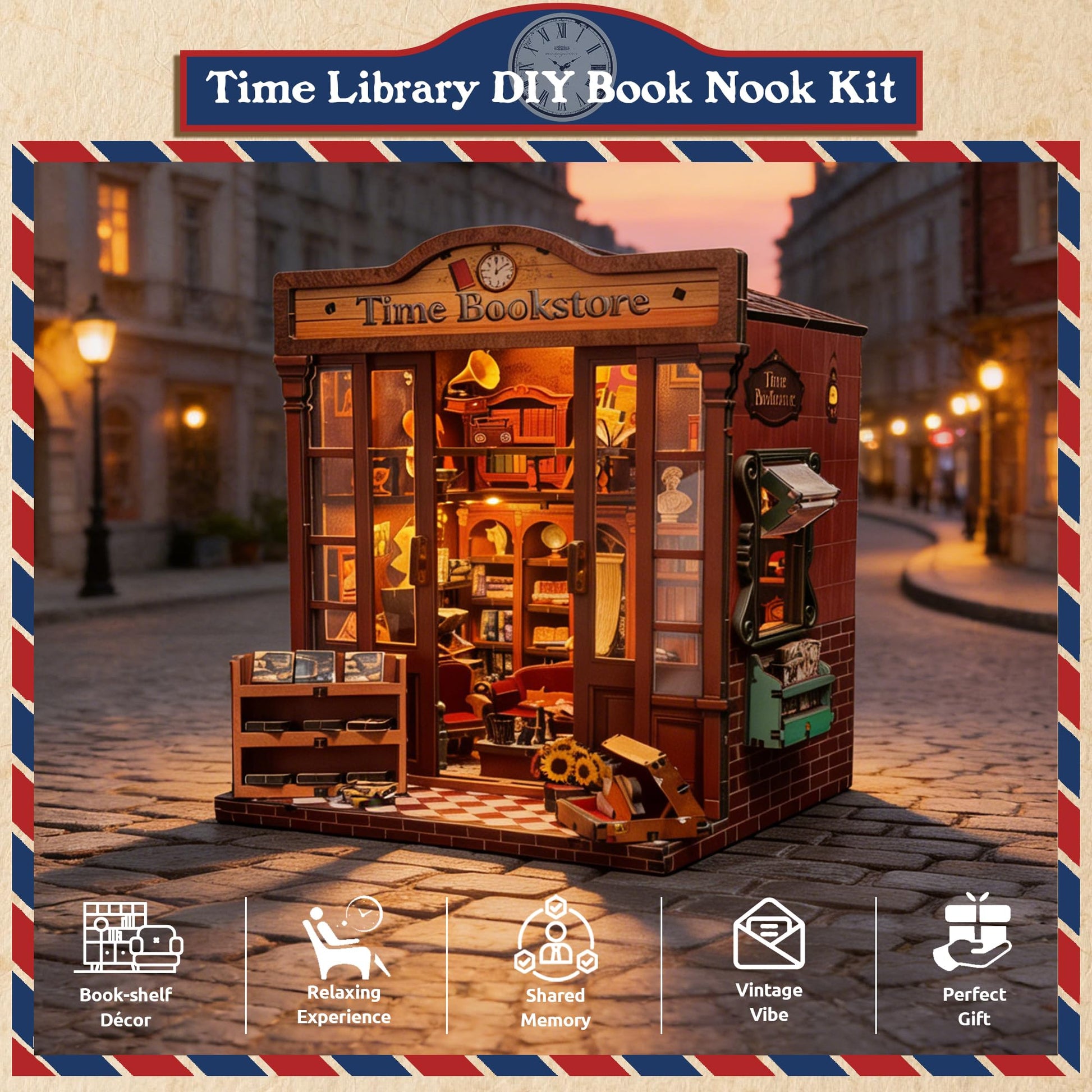 DIY Miniature House Kit, DIY Book Nook with LED Light | 3D Puzzles for Adults and Teens, Tiny House Building Kits for Bookshelf Decor, Relaxing Gift