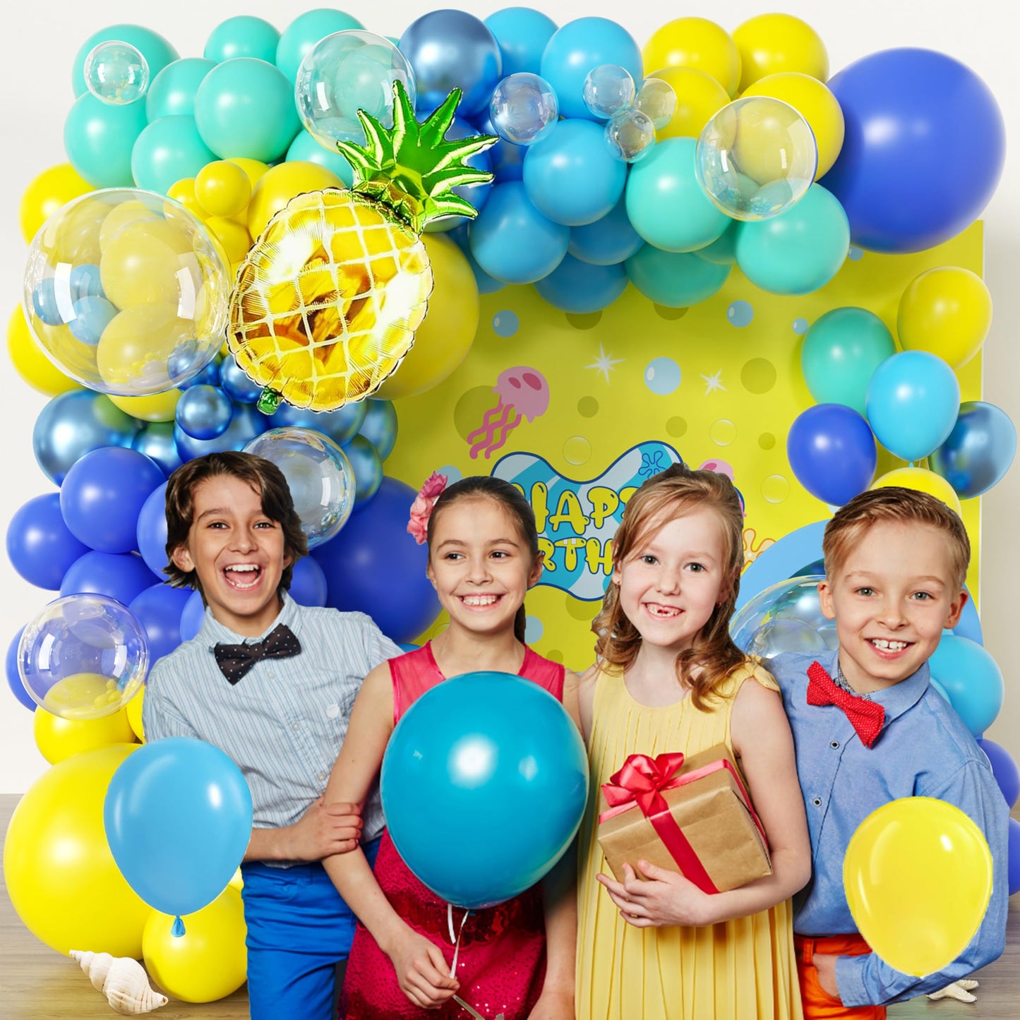 100pcs Hawaii Balloons Garland Arch Kit with Balloons for Birthday Decorations,Party Supplies for boys Girls (Sponge)