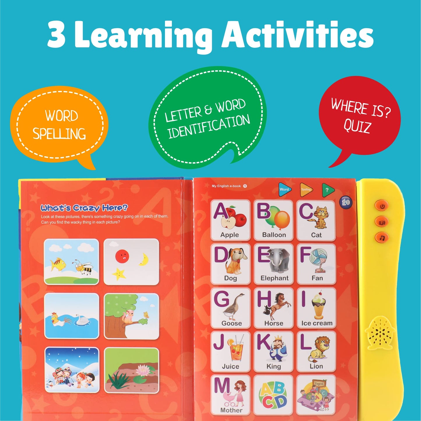 Preschool Learning Activities Book - Interactive ABC Sound Book, Toddler Learning Toy for Kids Ages 3+, Educational Alphabet Toy for Boys and Girls.