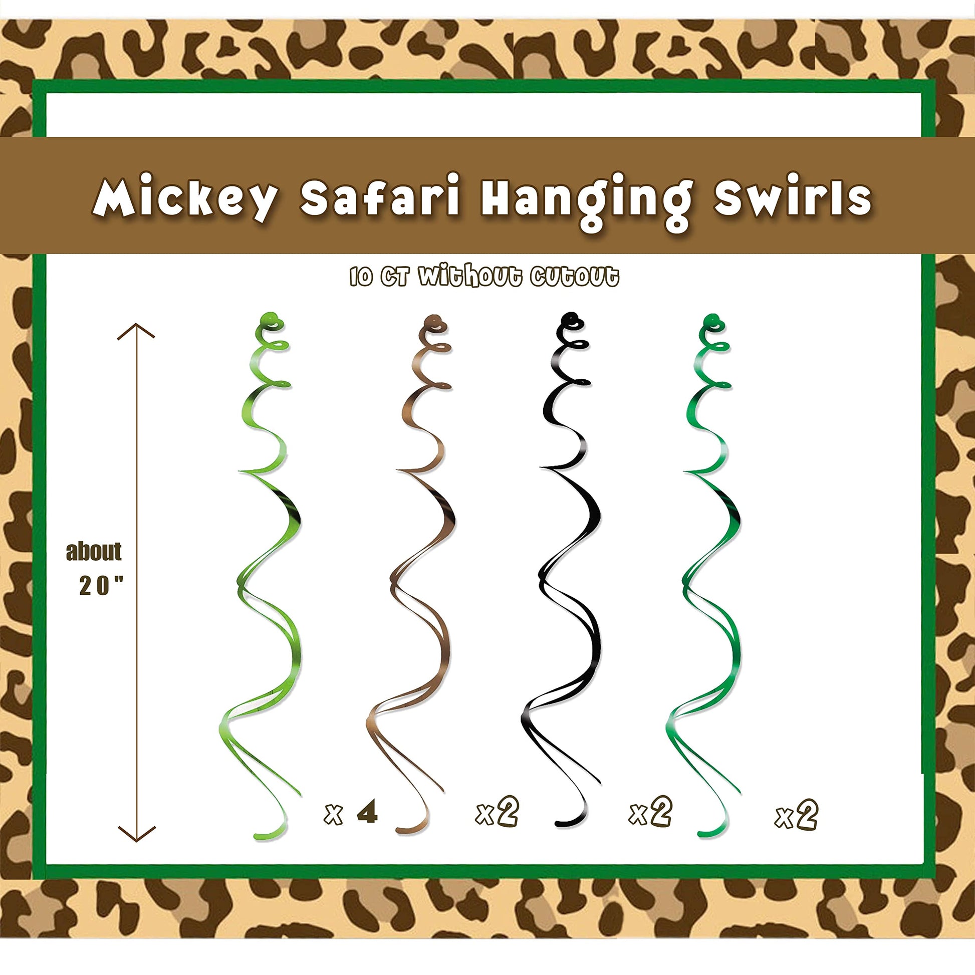 Mouse Safari Happy Birthday Decorations Hanging Swirls, Let's Go Wild Jungle Safari Wild One Birthday Party Supplies (24 CT)