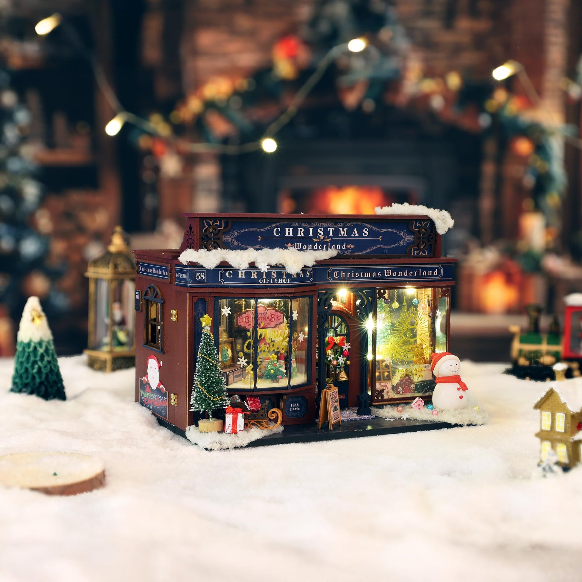 Hands Craft Christmas Wonderland DIY Miniature House Kit with Music & LED Lights - Holiday Storefront 3D Puzzle - Festive Craft Kit for Adults & Teens