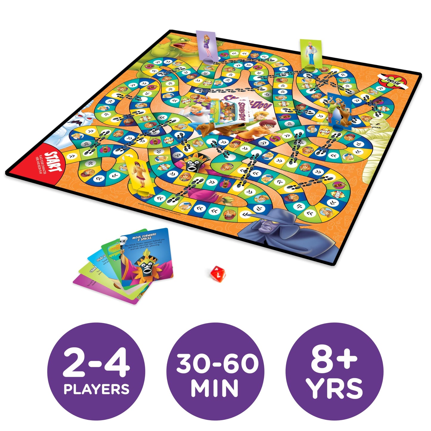 AQUARIUS Scooby-Doo Journey Board Game - Fun for Kids & Adults - Officially Licensed Scooby-Doo Merchandise & Collectibles (97018), Blue, White